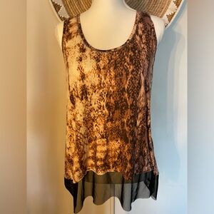Jennifer Lopez snake skin design in brown and black sheer trim. Size L